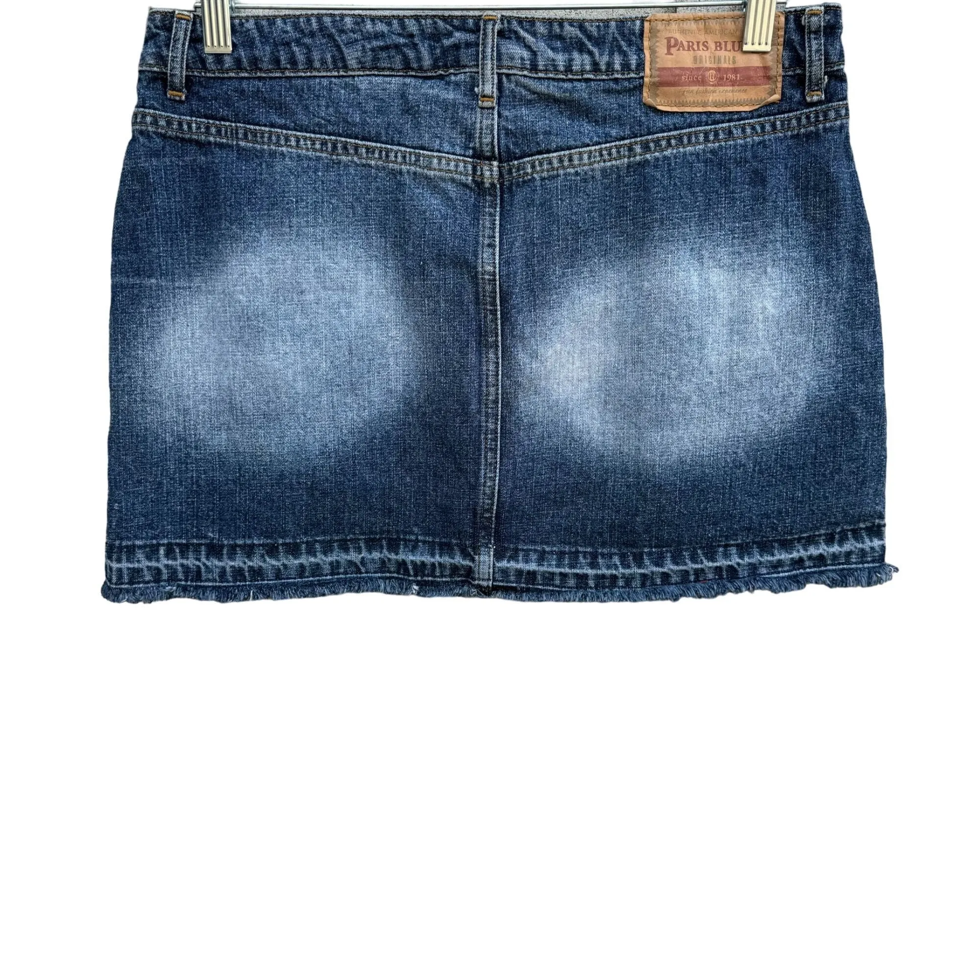 Paris Blues Womens Vintage 90s Y2K Denim Fringed Hem Micro Mini Skirt Junior 11