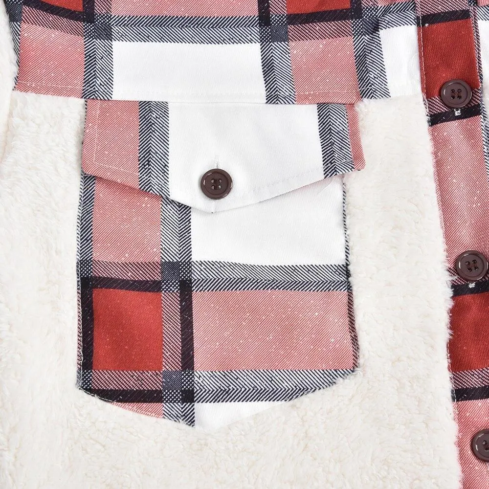Patchwork Plaid Teddy Coat