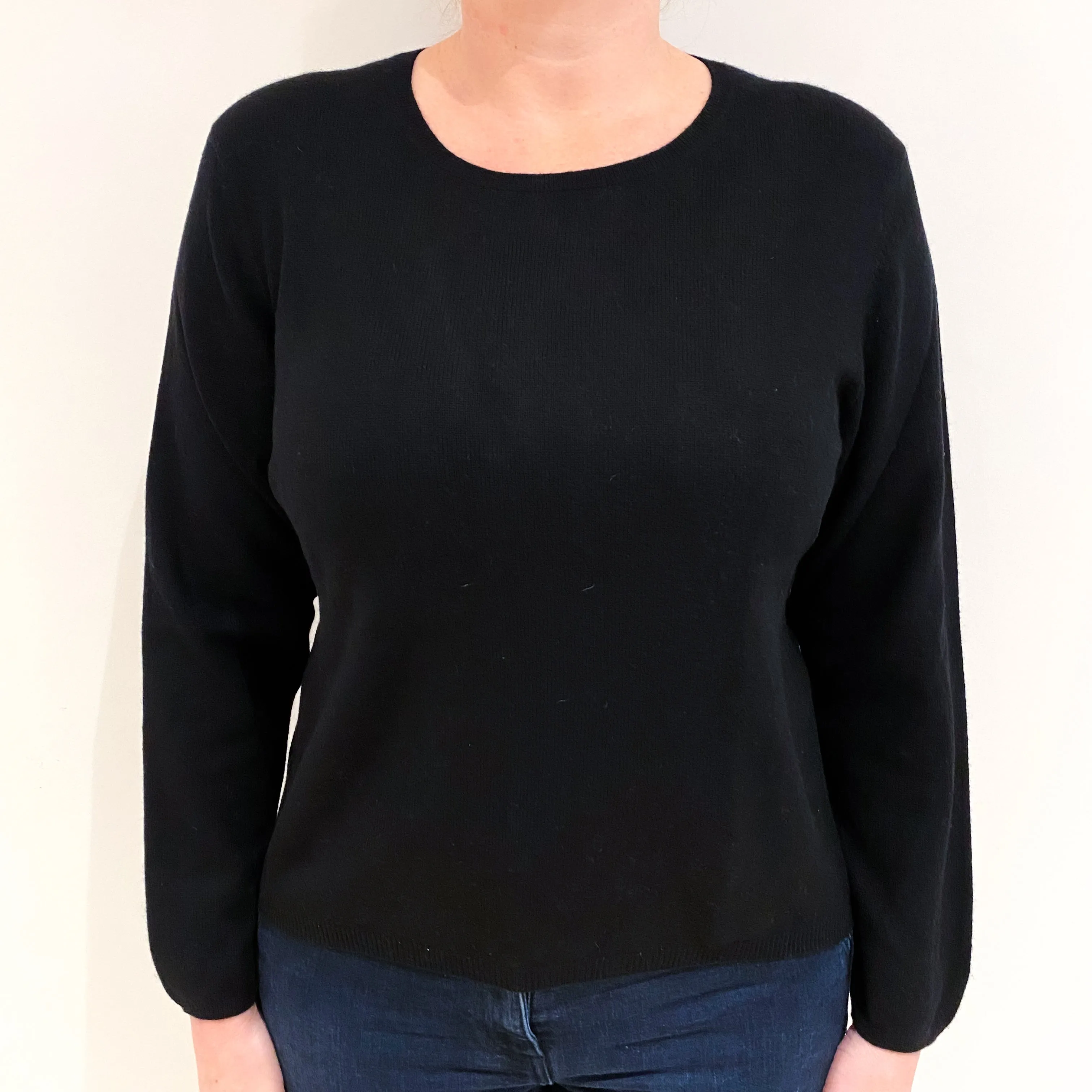 Petite Black Cashmere Crew Neck Jumper Large
