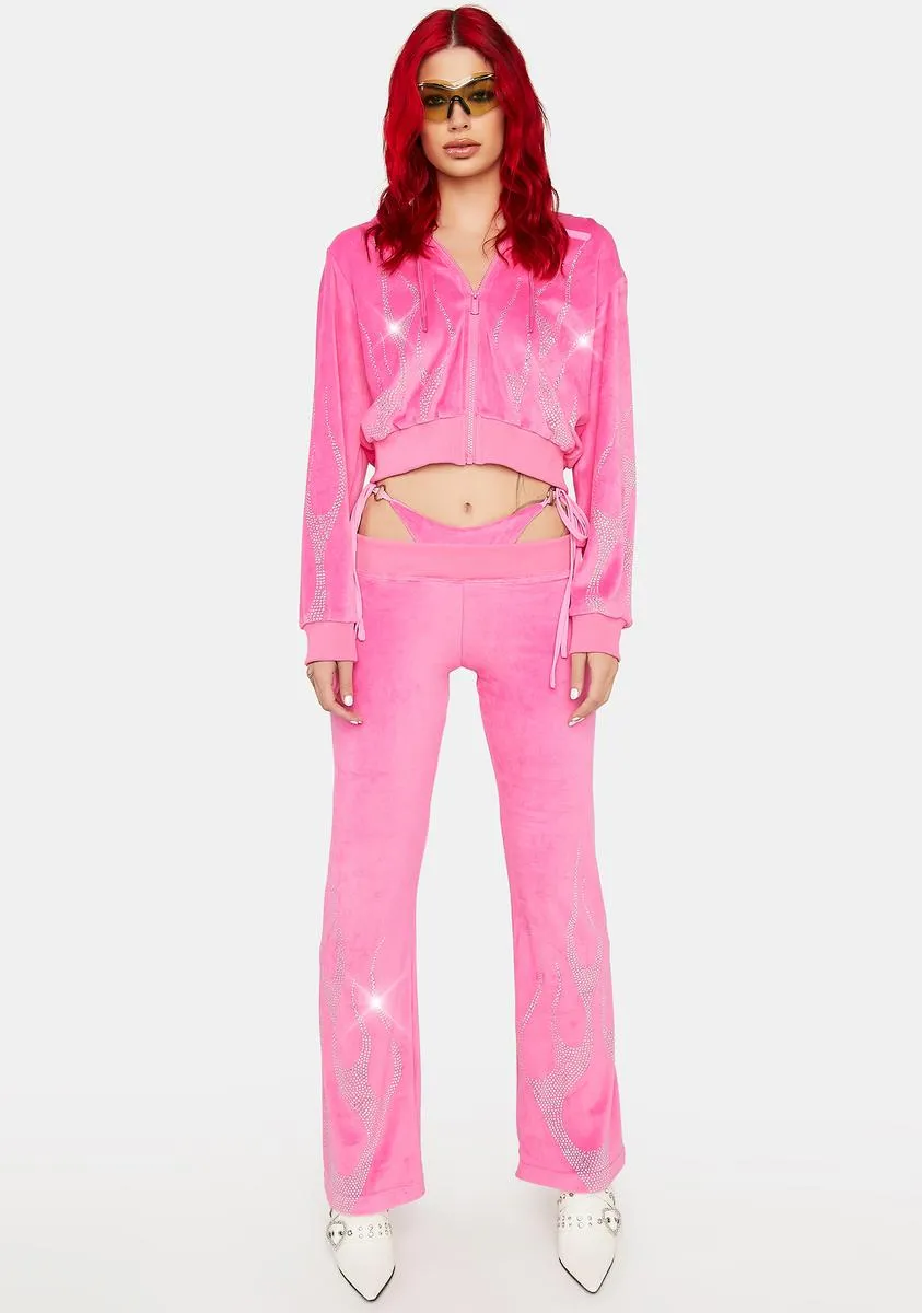 Pink Flame Velour Track Jacket