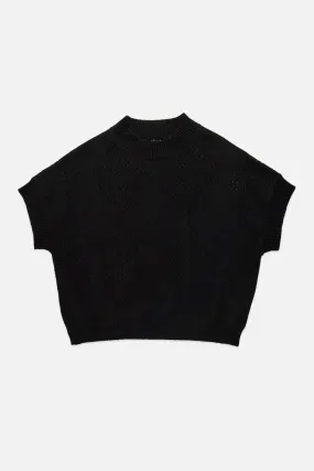 pointelle cap sleeve sweater