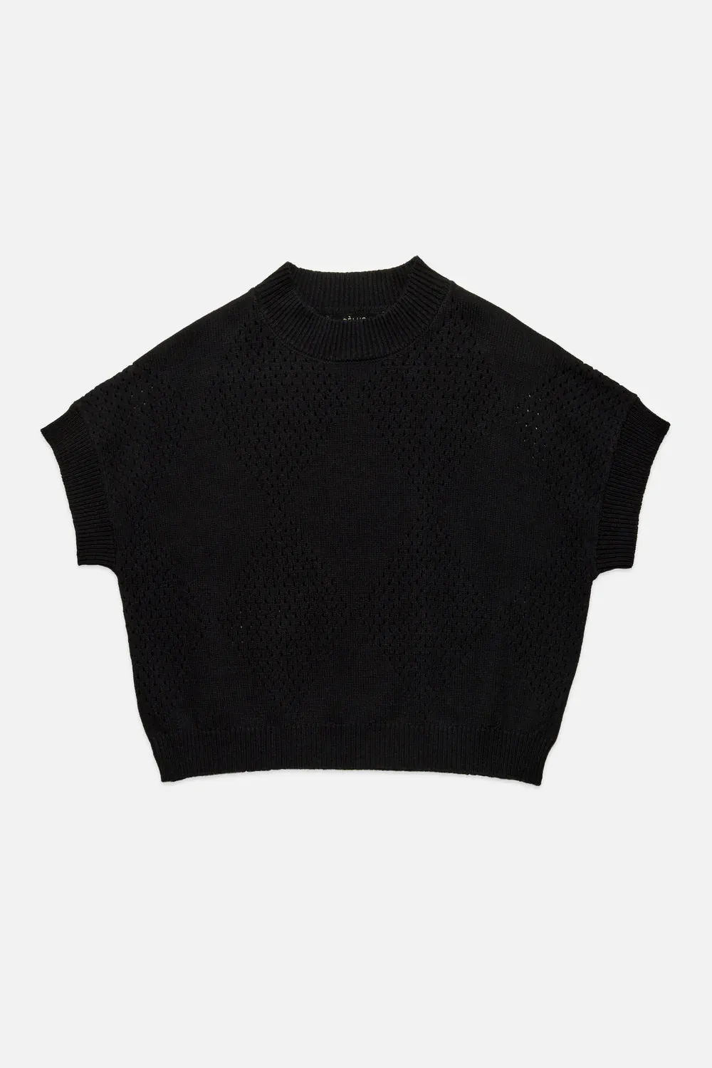 pointelle cap sleeve sweater