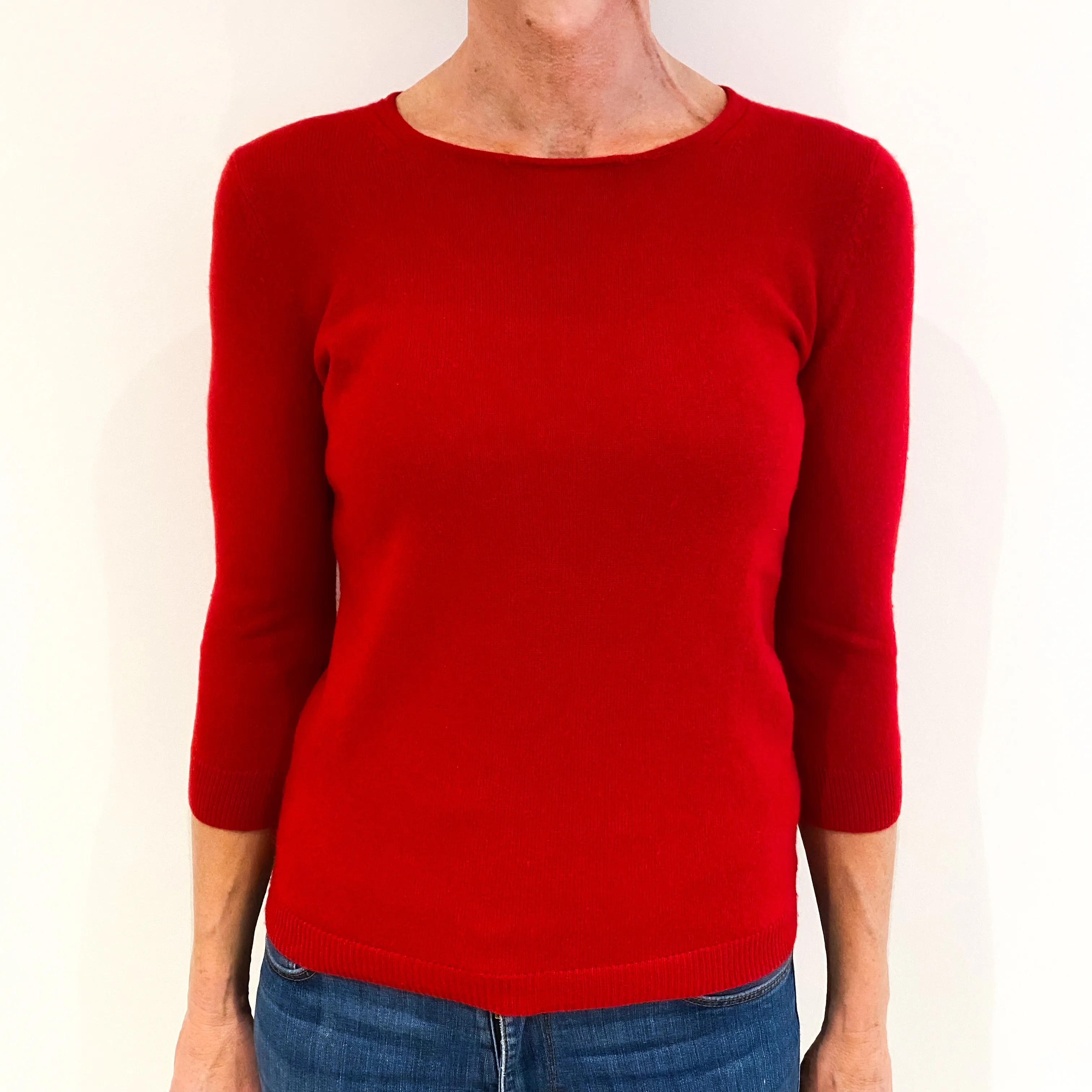 Post Box Red Cashmere Crew Neck Jumper Small Petite