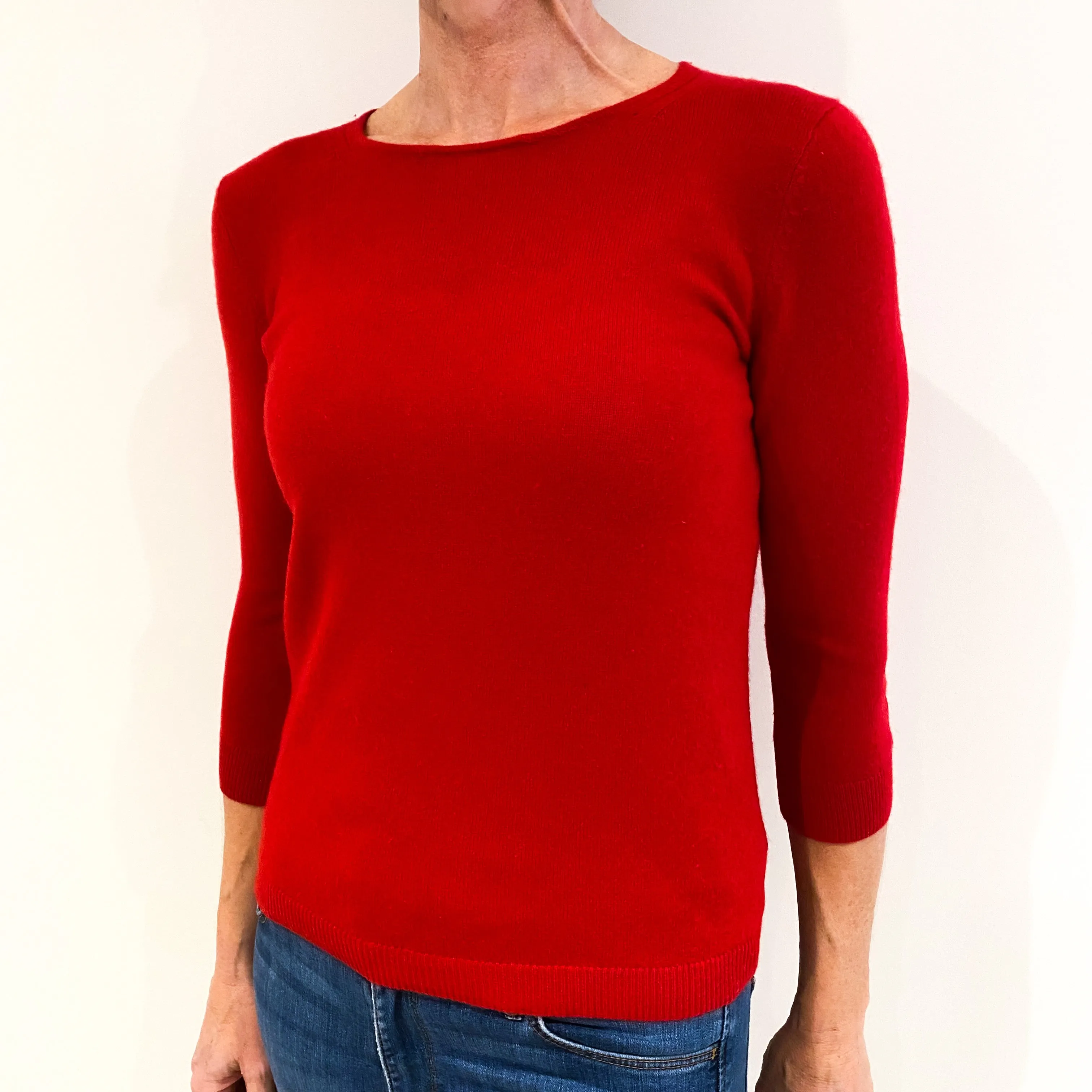 Post Box Red Cashmere Crew Neck Jumper Small Petite
