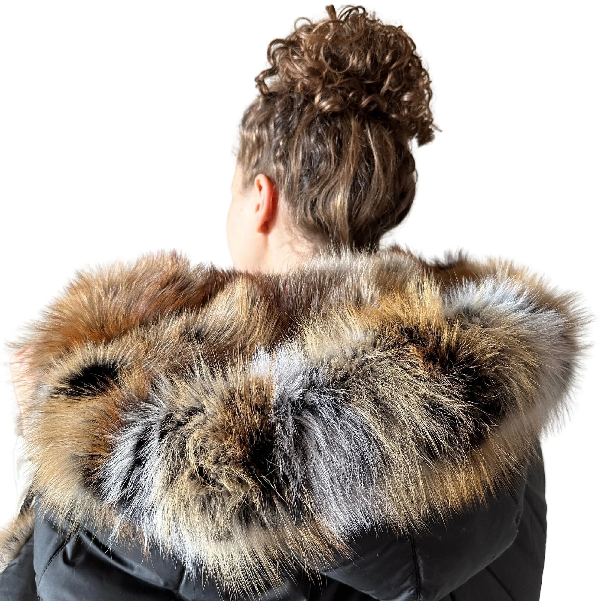 Puffer Fur Puffer Jacket Reversible Stylish Parka with Hood, crafted from quilted water-resistant fabric and luxurious natural fox fur
