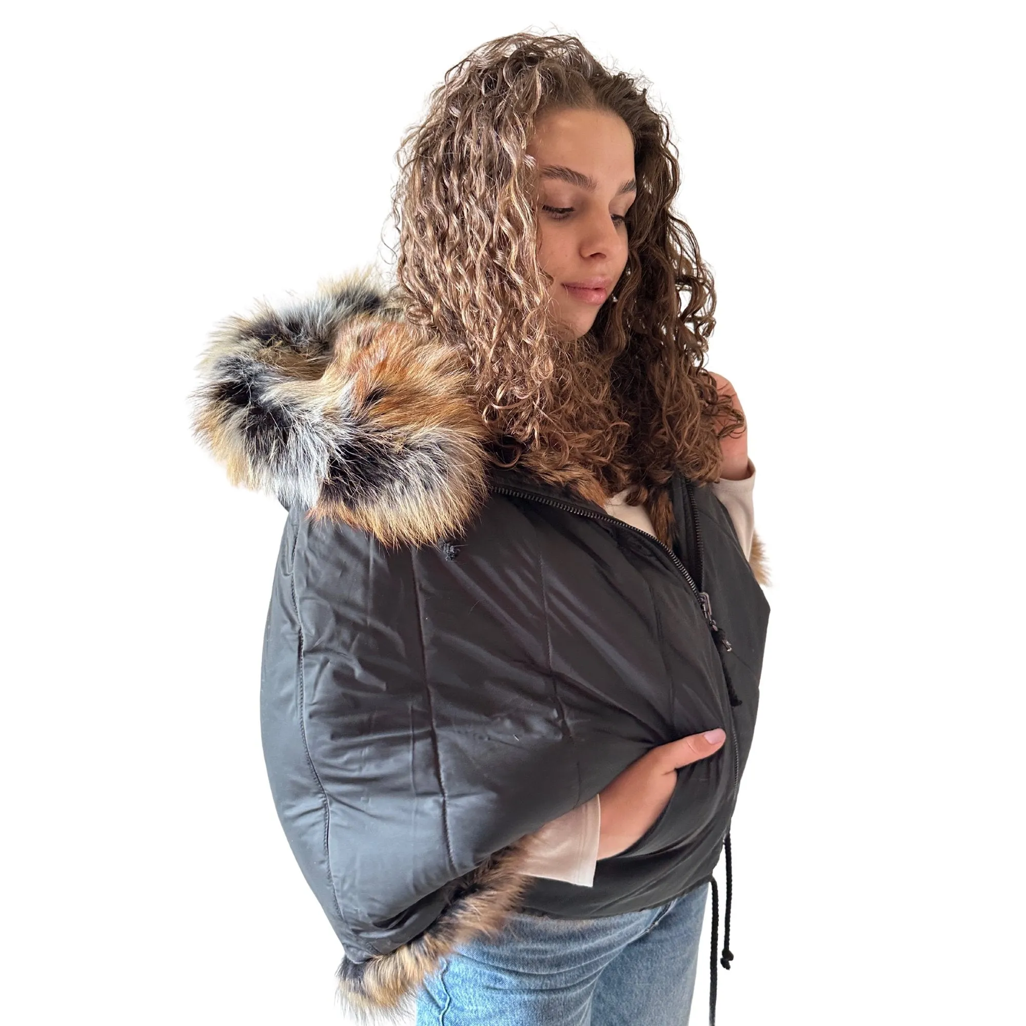 Puffer Fur Puffer Jacket Reversible Stylish Parka with Hood, crafted from quilted water-resistant fabric and luxurious natural fox fur