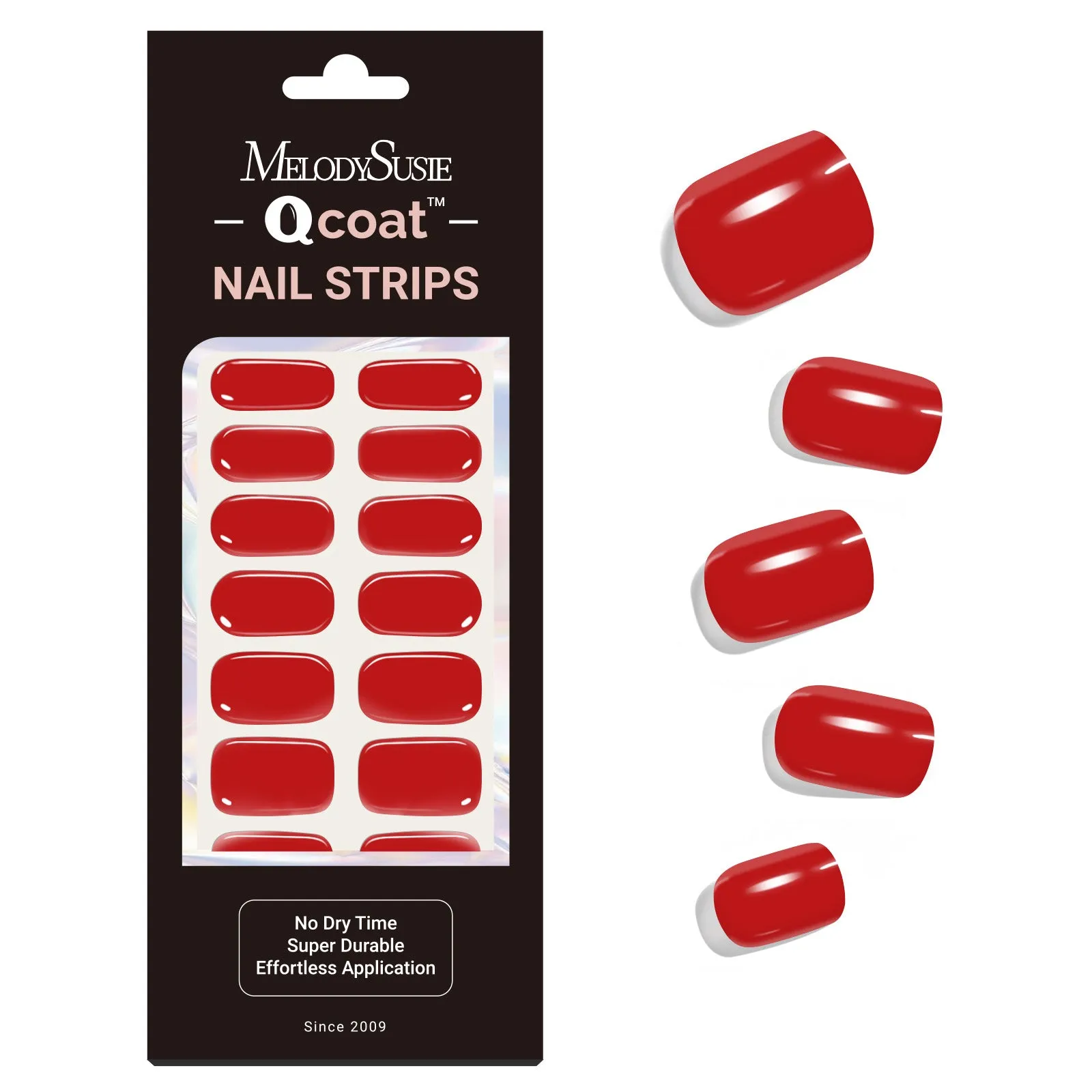 Qcoat Fully Cured Gel Nail Strips - Red(US ONLY)
