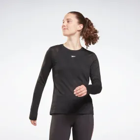 Reebok Apparel Women Burnout Long-Sleeve Top Long-Sleeve Top Black