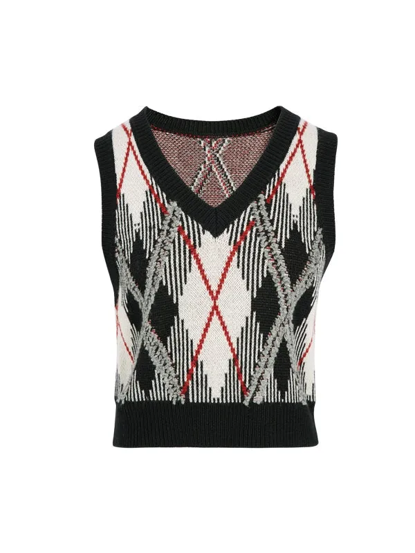 Retro Short Knitted Cardigan & Vest