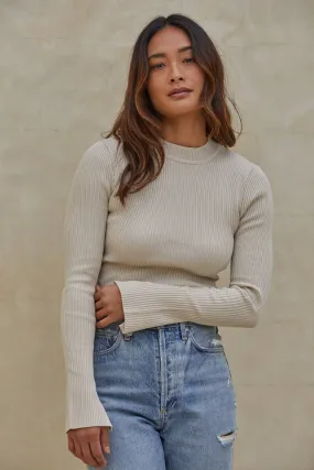 Ribbed Taupe Knit Top