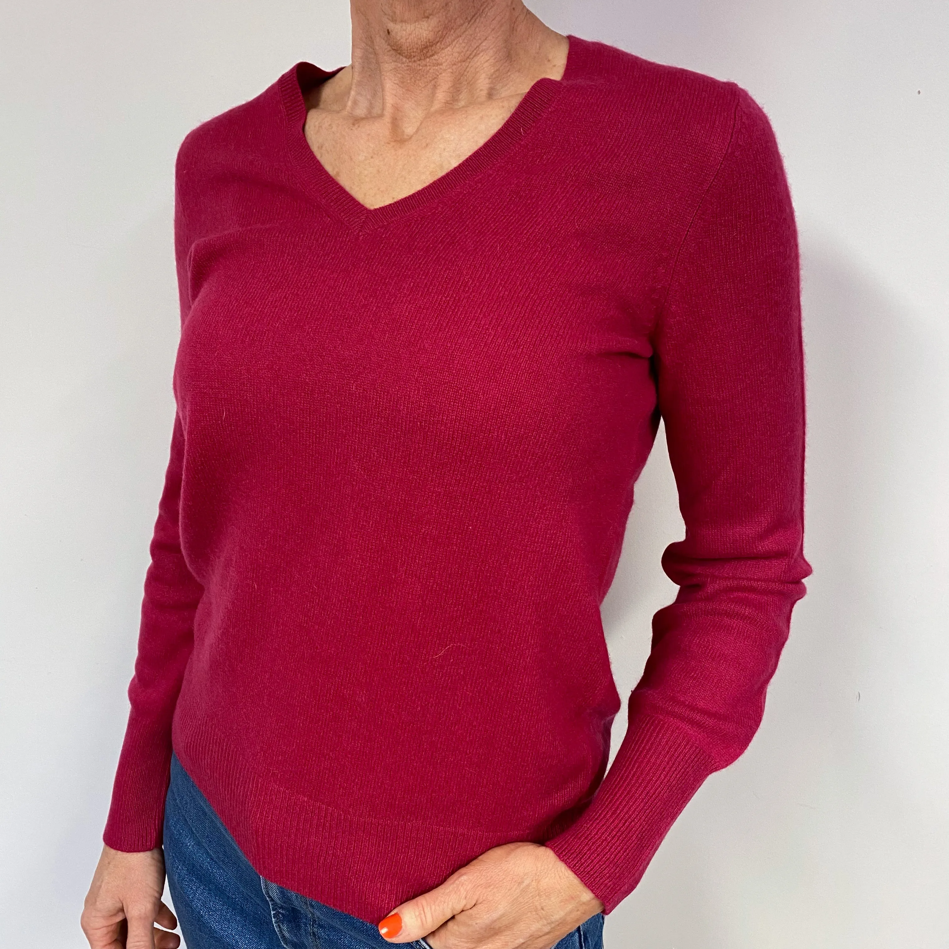 Ruby Red V-Neck Jumper Medium