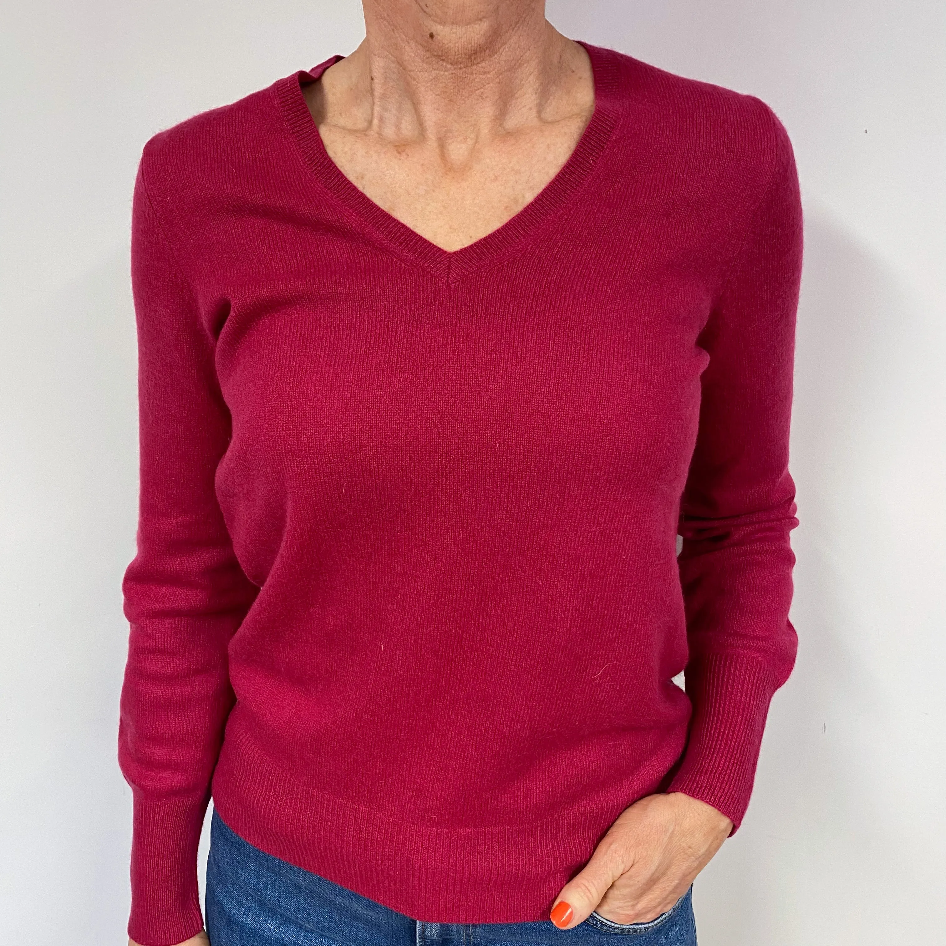 Ruby Red V-Neck Jumper Medium