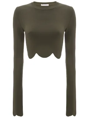Scalloped Hem Fitted Jumper