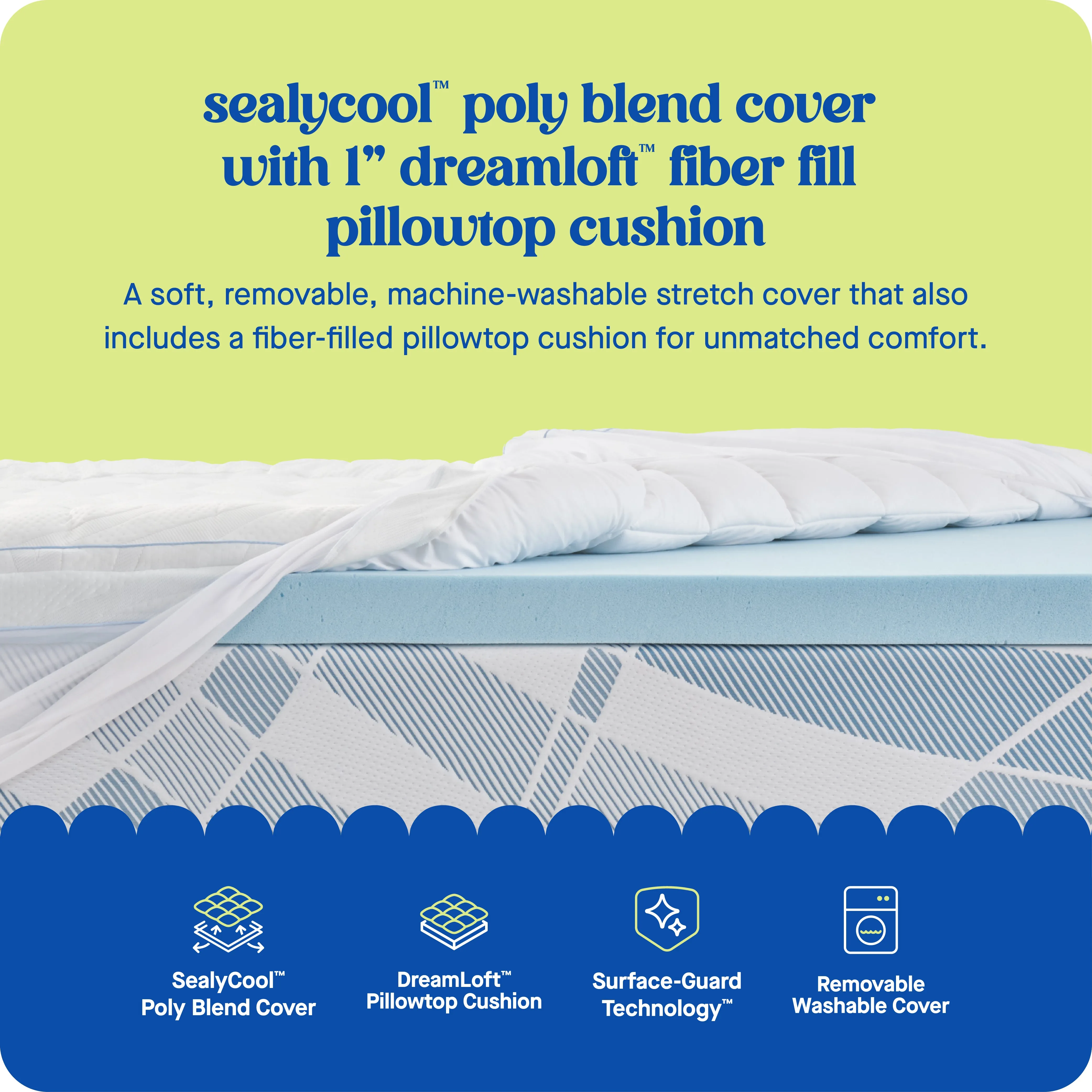 Sealy® Dreamlife™ 4” Topper with 3" Gel Memory Foam   1” Quilted Cooling Cover