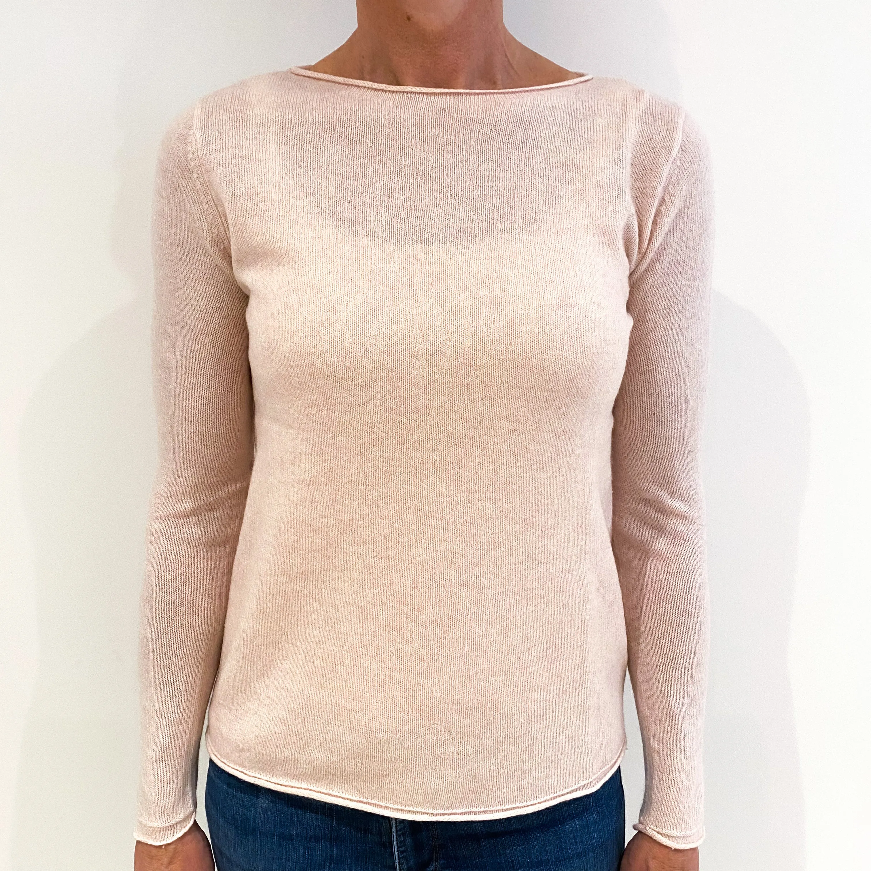 Shell Pink Cashmere Crew Neck Jumper Small