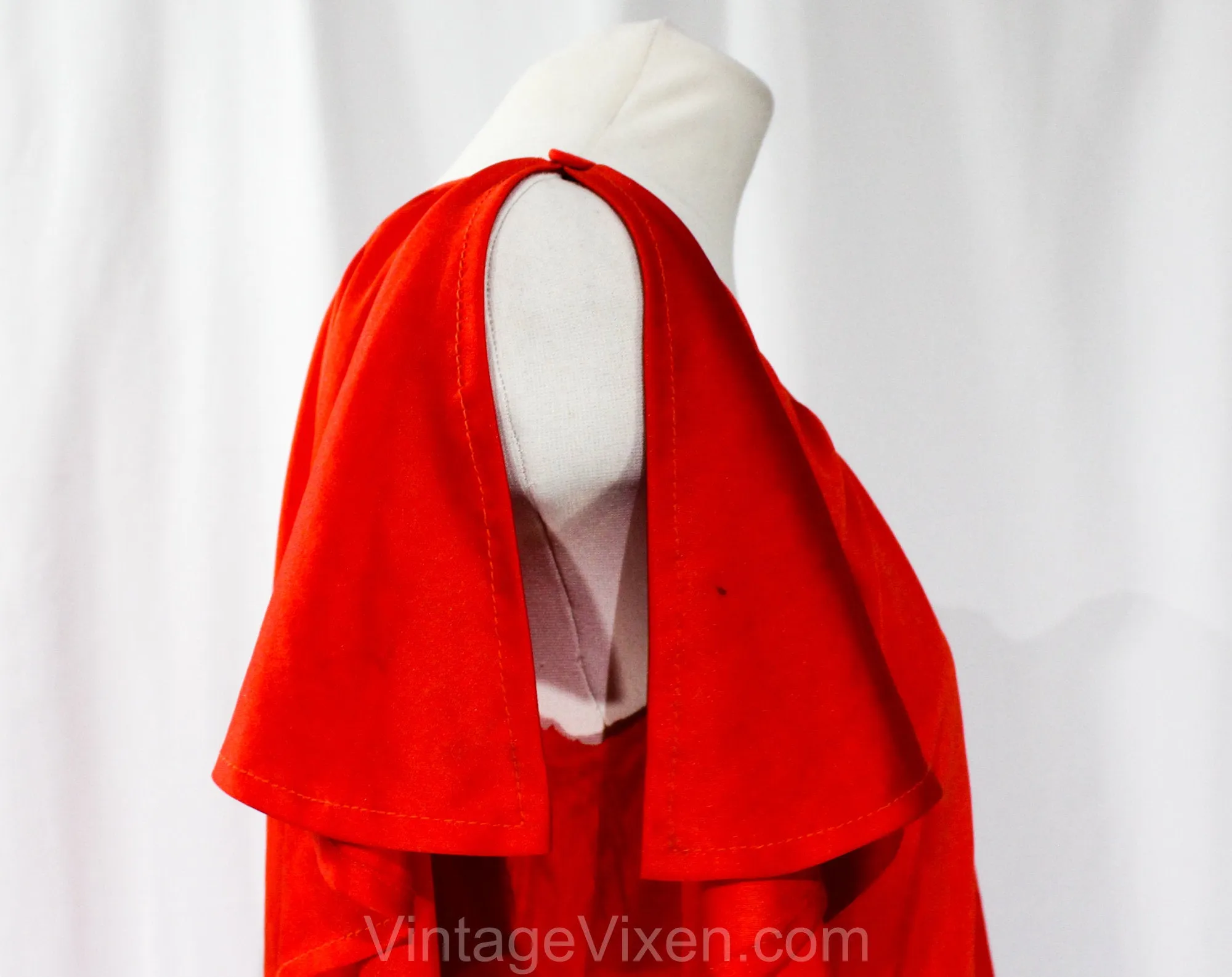 Size 8 Red Disco Dress - Sexy 1970s 80s Jersey Knit Goddess Cocktail - 70s Blouson Flirty Sleeveless Evening Glamor - Medium Size - Bust 36