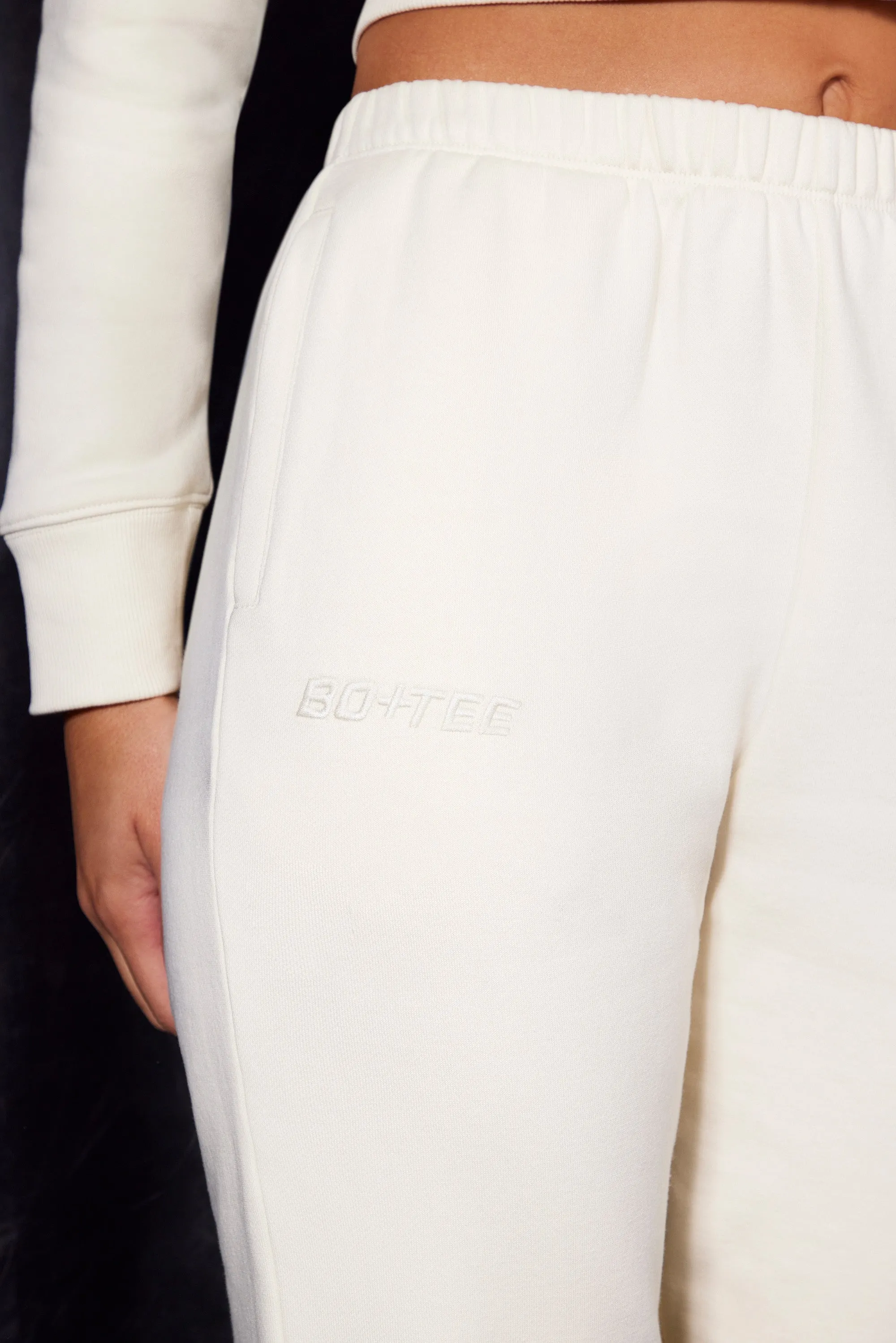Slim Fit Jogger Bottoms in Ivory