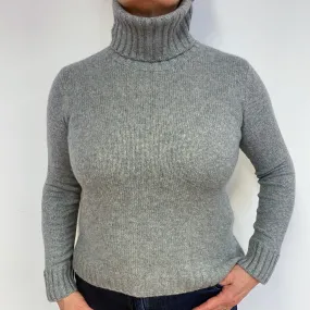 Smoke Grey Cashmere Polo Neck Jumper Large