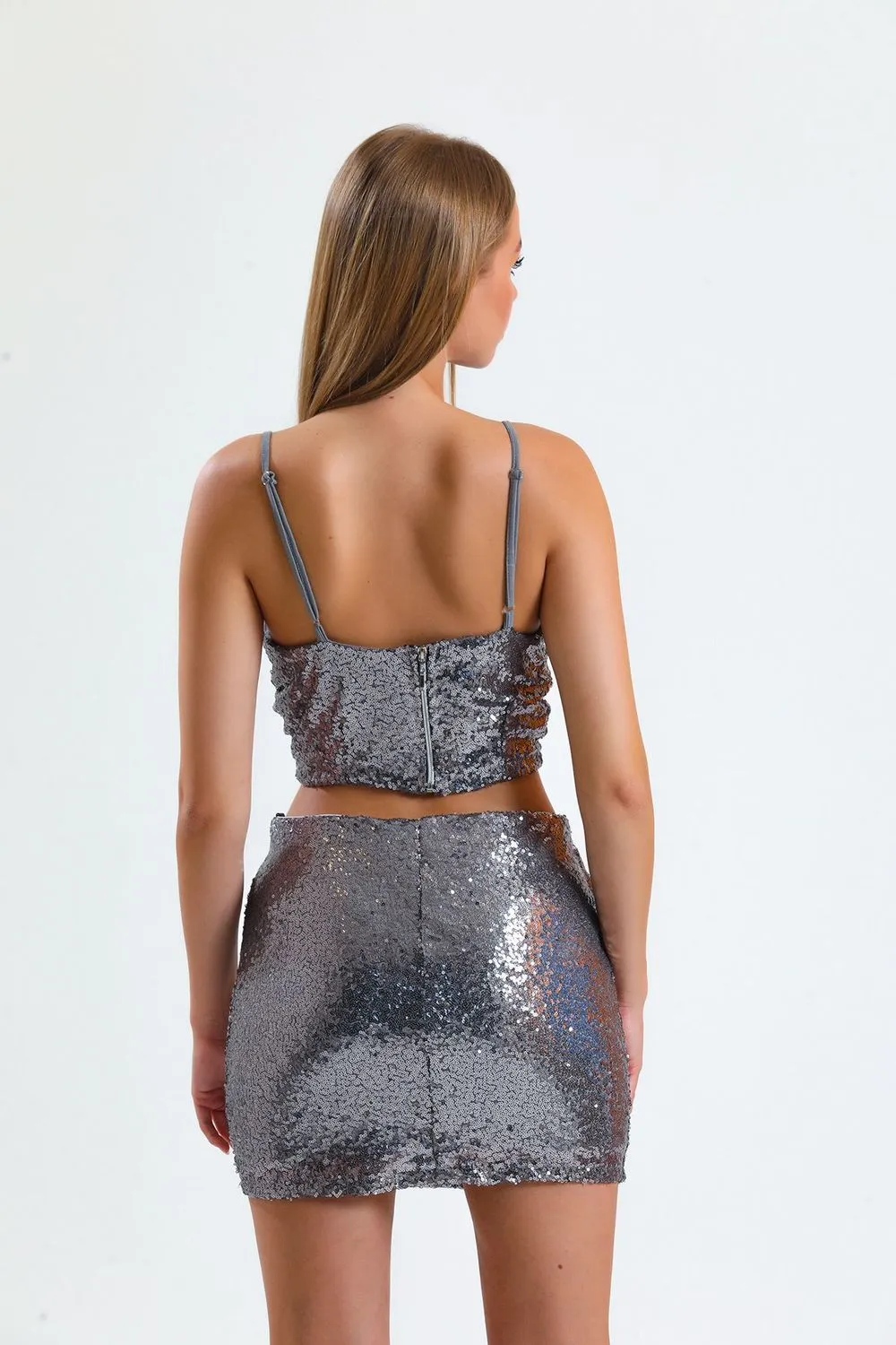 SNS Sequin Embellished Mini Skirt for Special Occasions - Alicante
