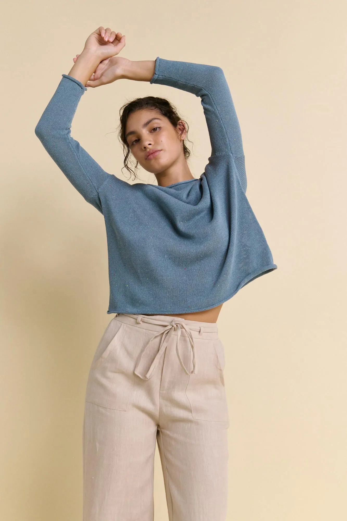 Speckle Spring Knit Long Sleeve Top