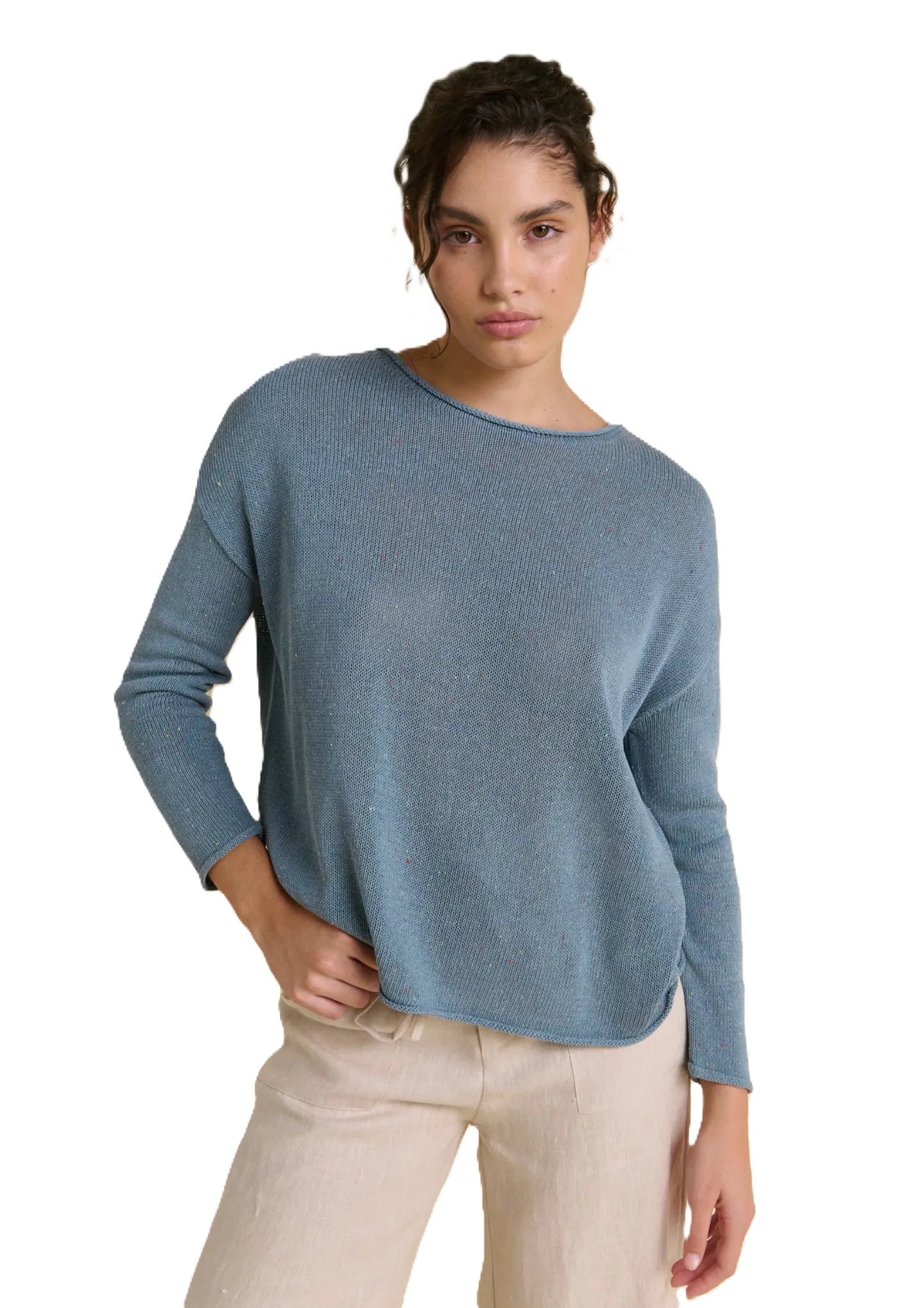 Speckle Spring Knit Long Sleeve Top