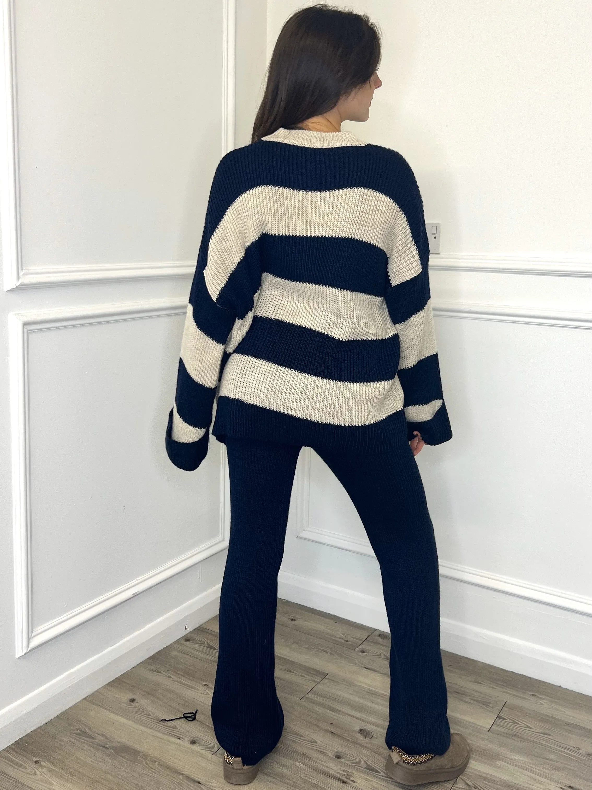 Stripe Knitted Co-Ord - Navy
