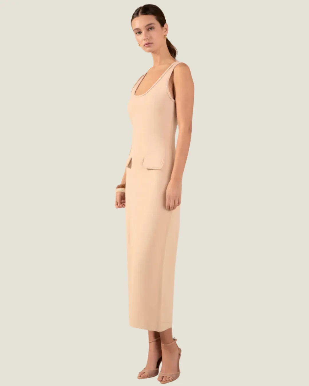 The Colette: Braided Knit Sleeveless Midi Dress