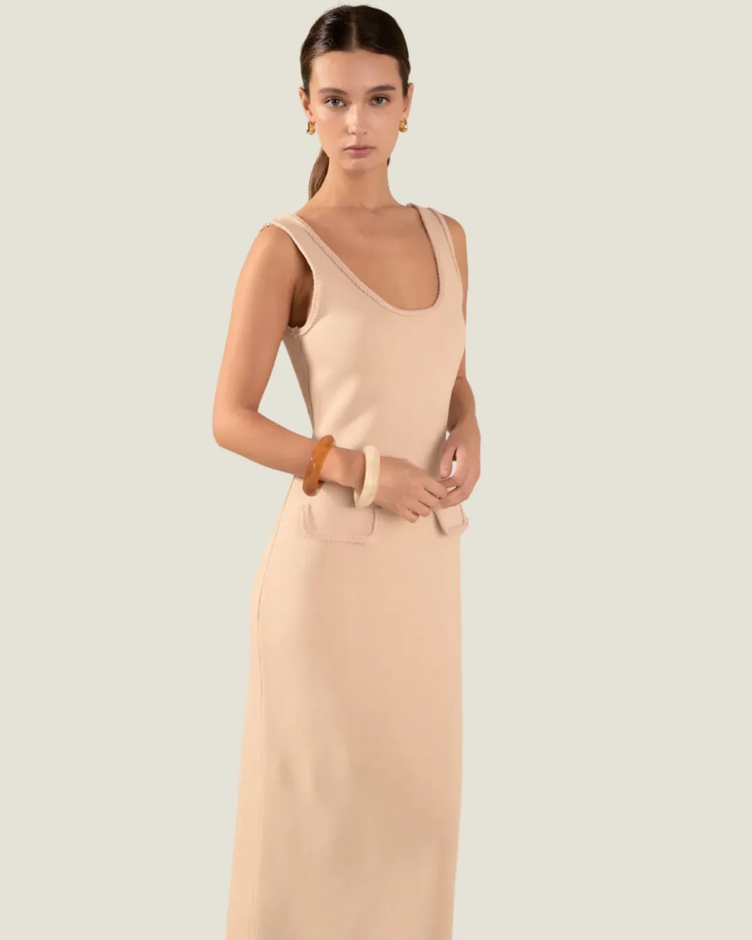 The Colette: Braided Knit Sleeveless Midi Dress