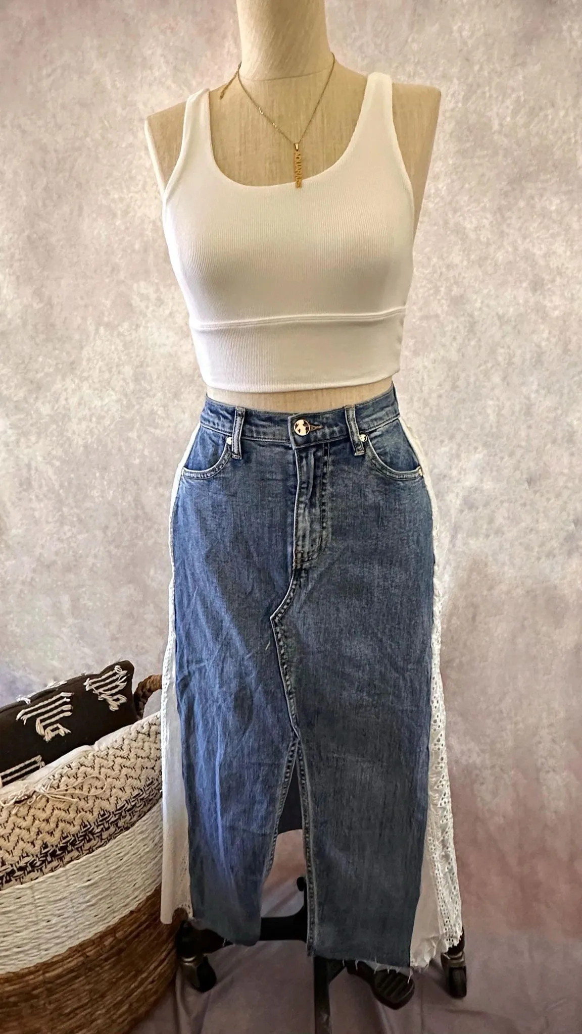 The Ines Contrast Midi Skirt