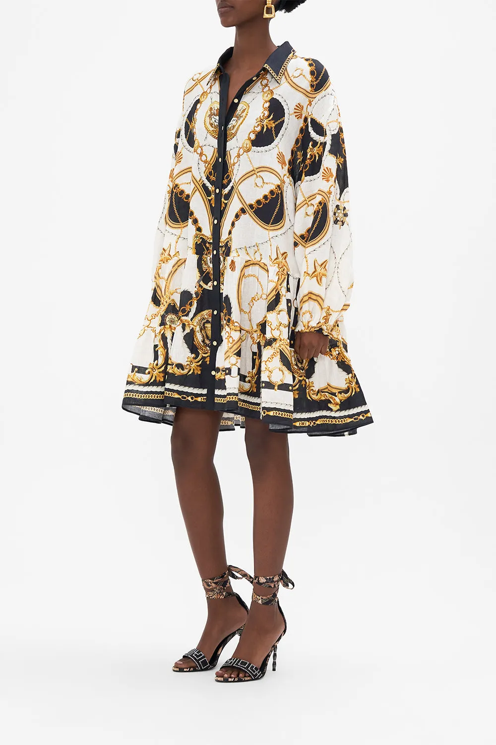 TIERED SHIRT DRESS SEA CHARM