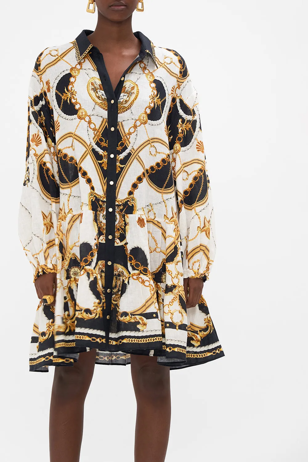 TIERED SHIRT DRESS SEA CHARM