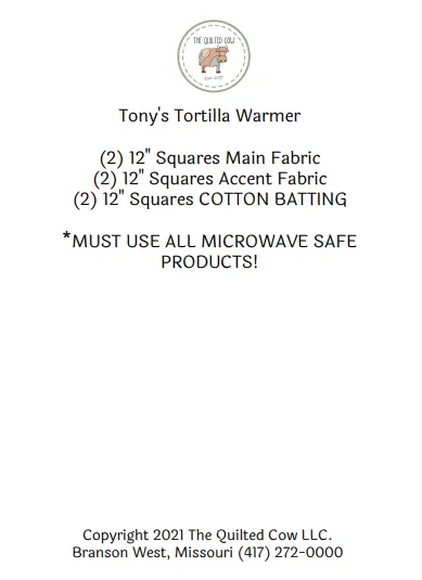 Tony's Tortilla Warmer Pattern
