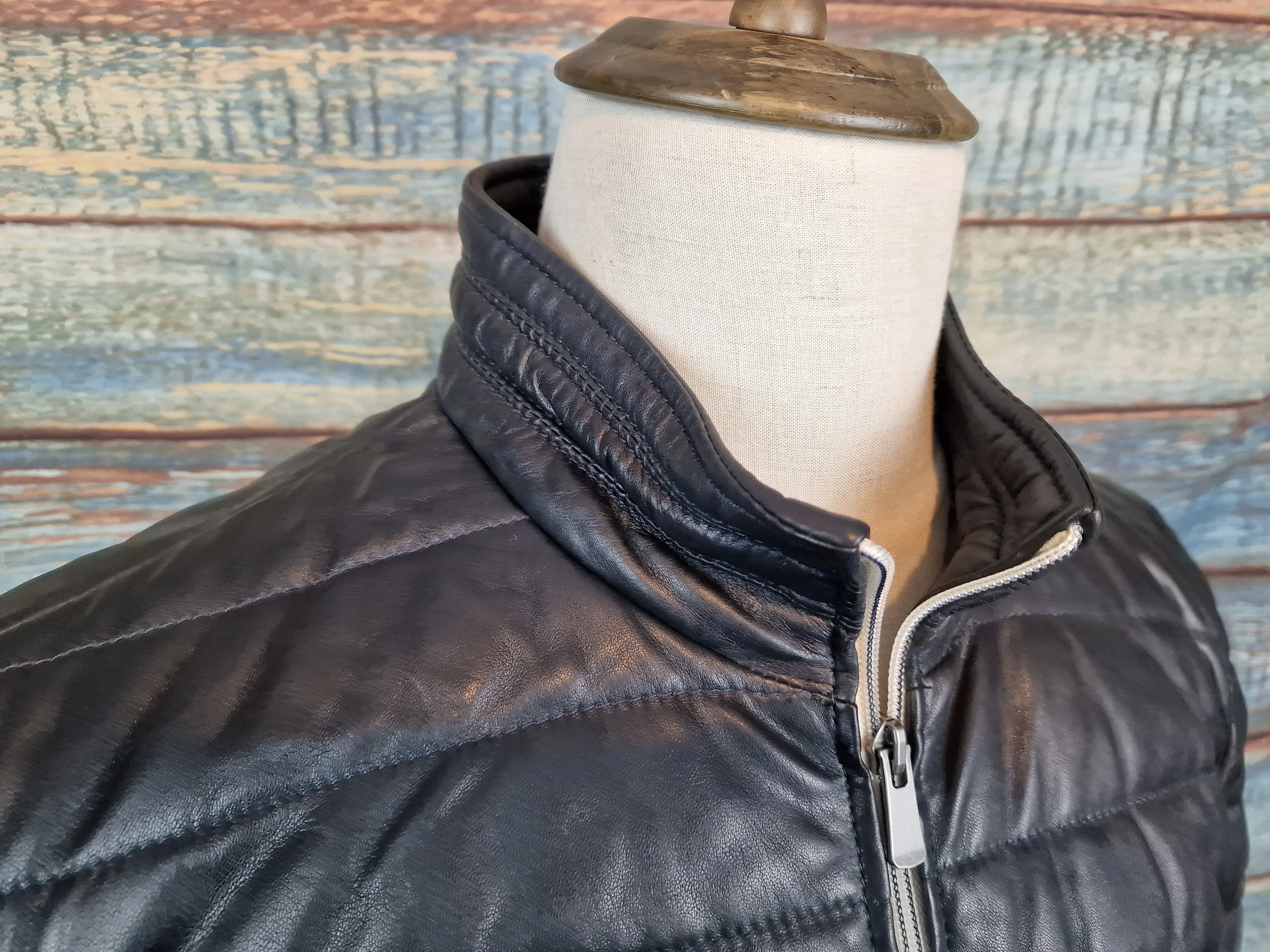 Trapper "Massimo" Leather Jacket - Navy