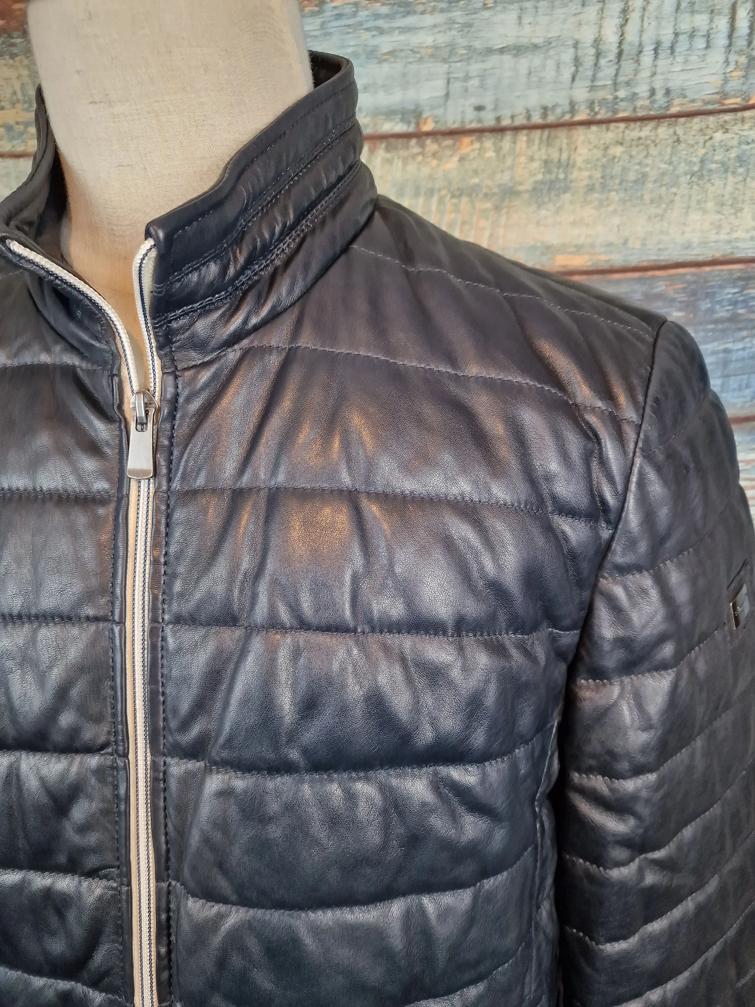 Trapper "Massimo" Leather Jacket - Navy