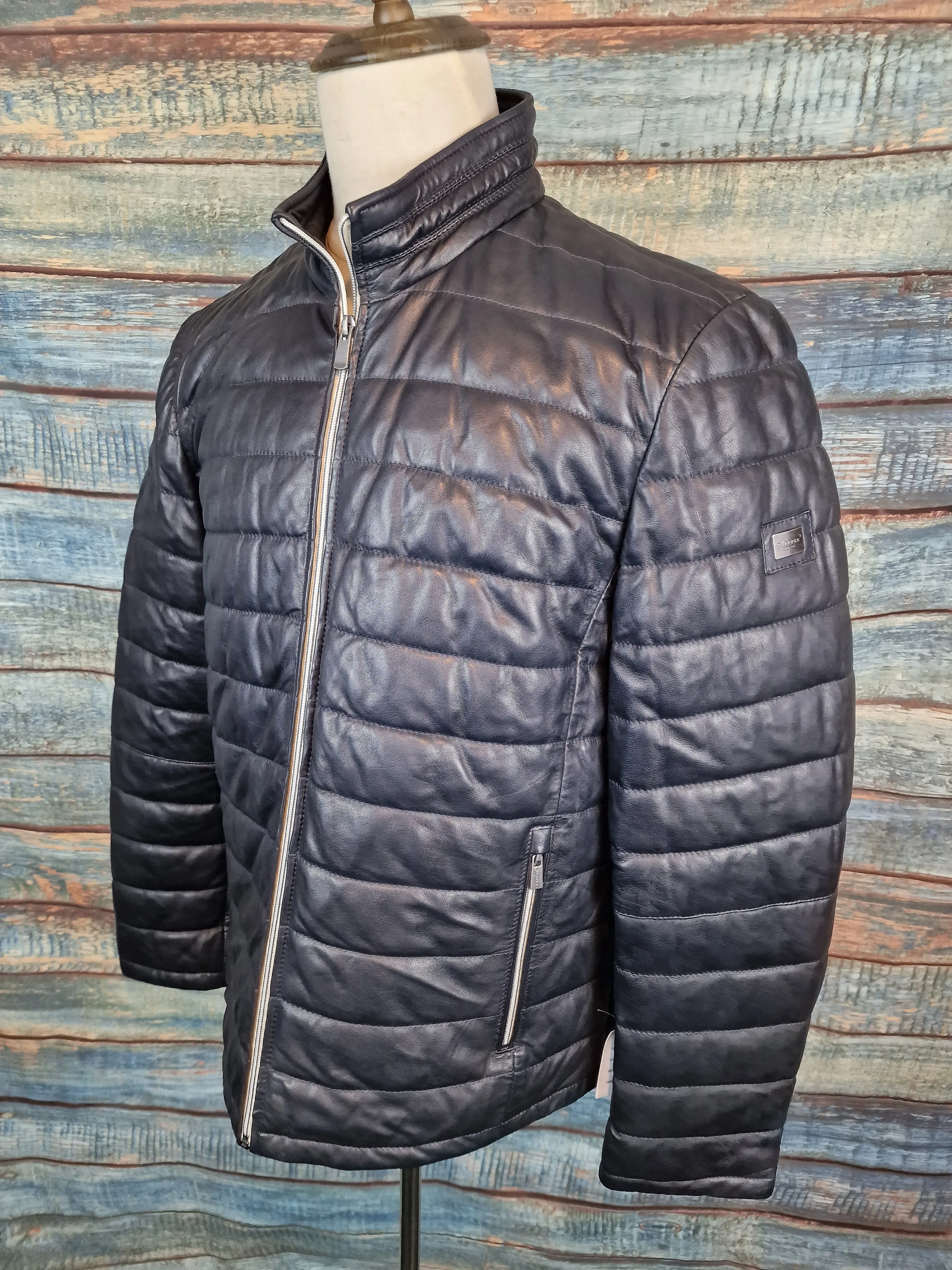 Trapper "Massimo" Leather Jacket - Navy