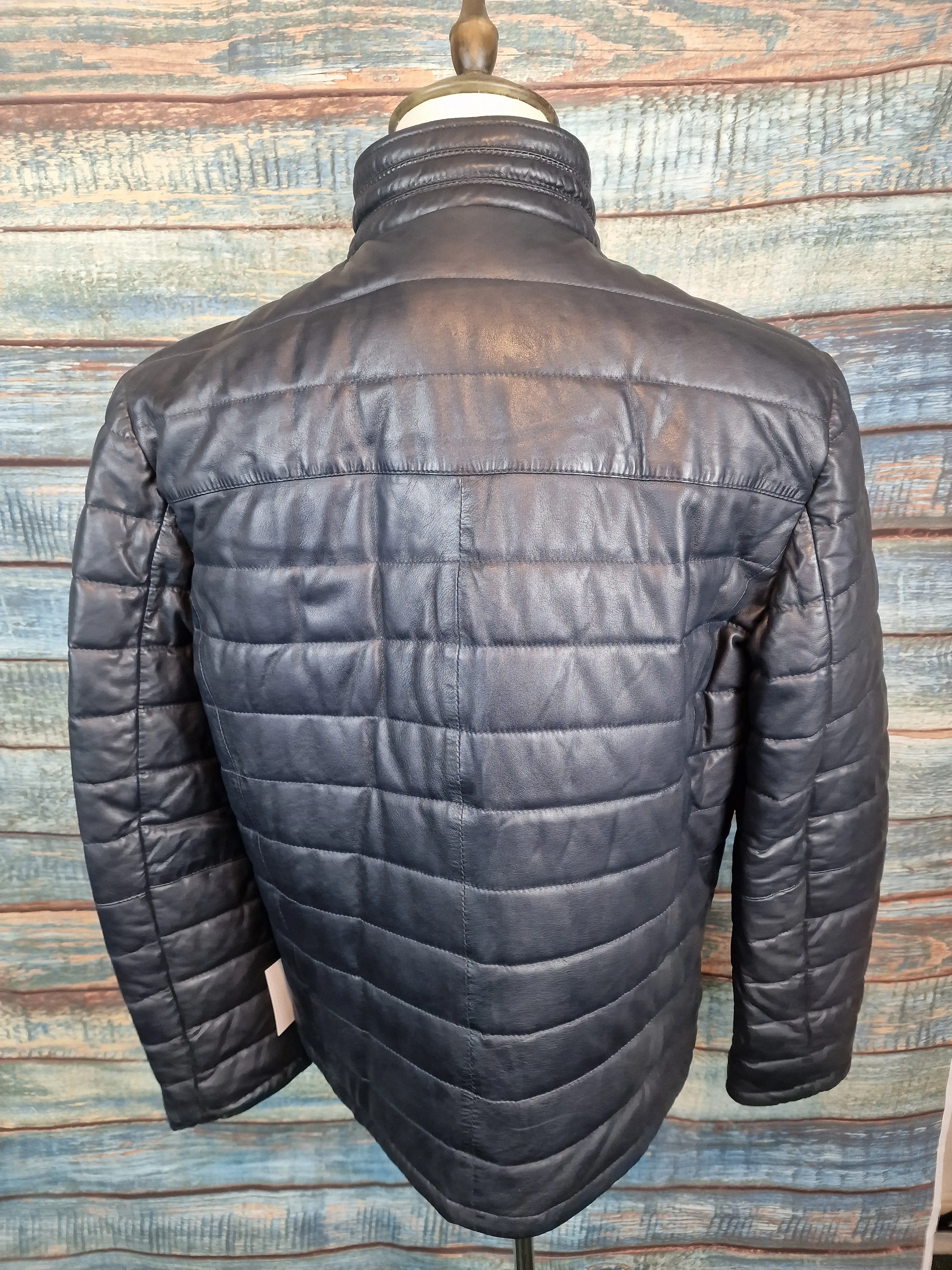 Trapper "Massimo" Leather Jacket - Navy