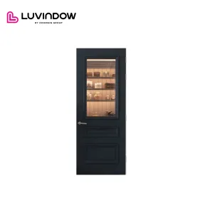 USA Mobile hot sale LUVINDOW Wooden door with frame decoration glass insert wood interior door glass insert wood interior door