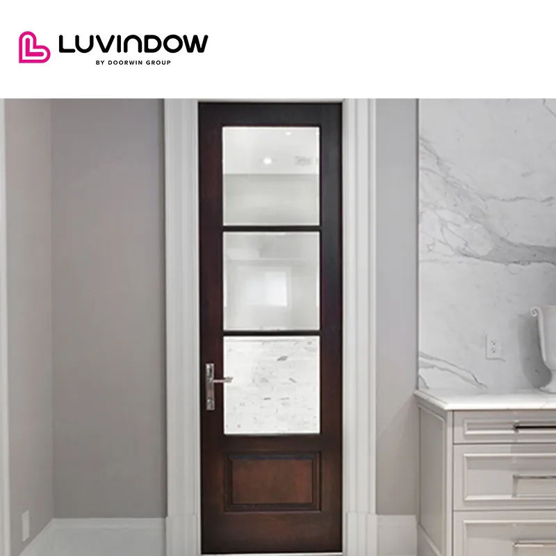 USA Mobile hot sale LUVINDOW Wooden door with frame decoration glass insert wood interior door glass insert wood interior door
