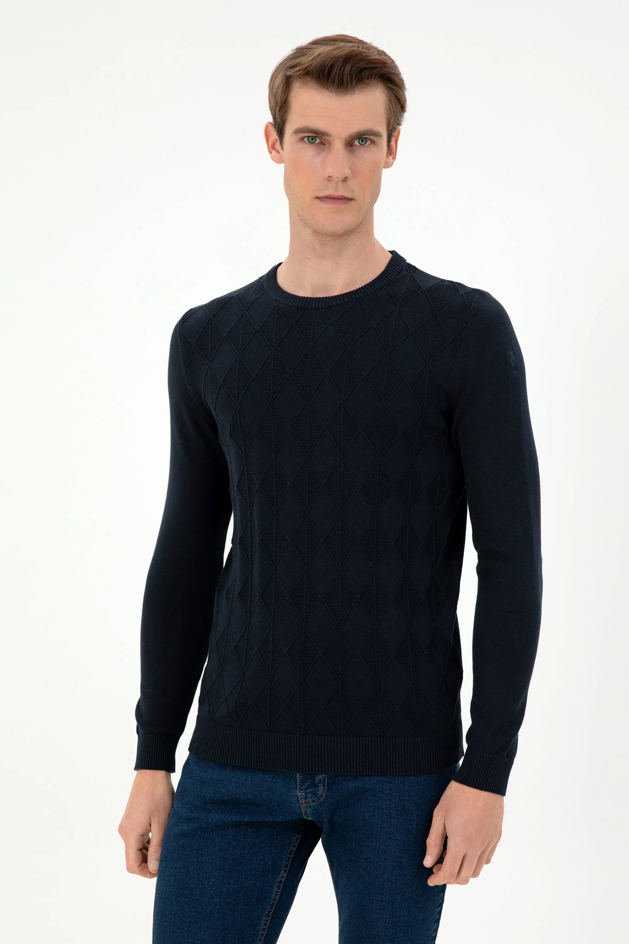 USPA M Jumper R/Neck Boxes Black VR033 USPJR352 US POLO ASSN.