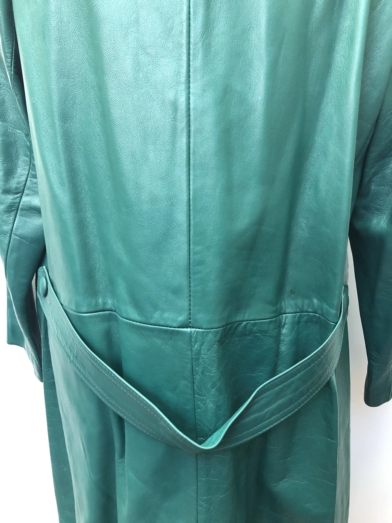 Vintage 1960s Paul Blanche Leather Coat in Green - Size UK 12