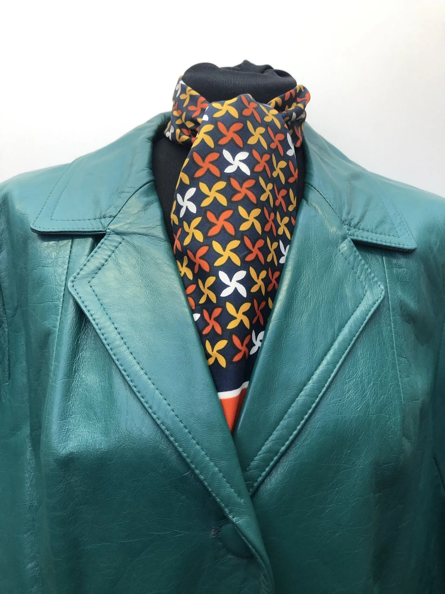 Vintage 1960s Paul Blanche Leather Coat in Green - Size UK 12