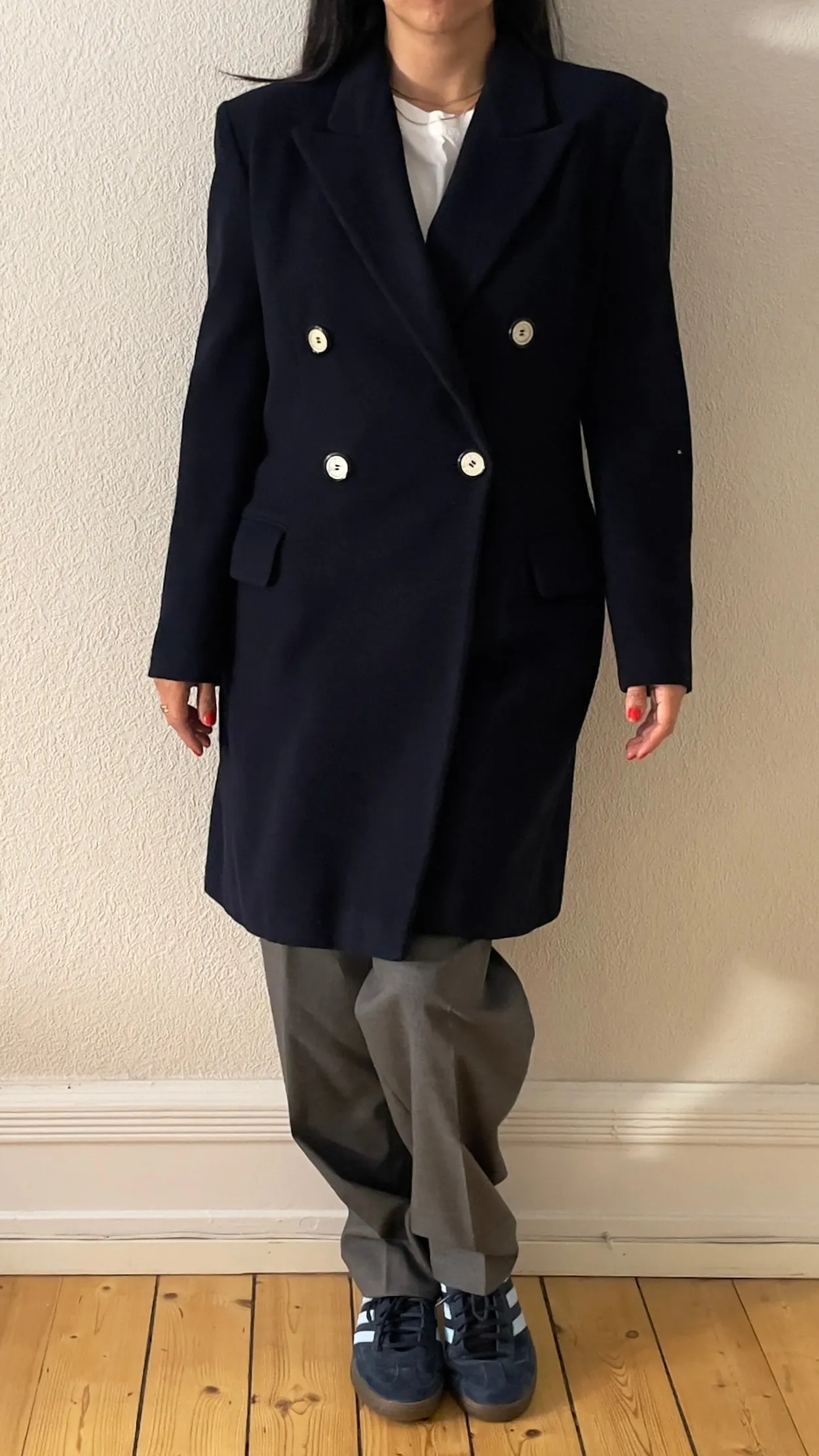 Vintage Navy Blue Wool Coat - Crisca