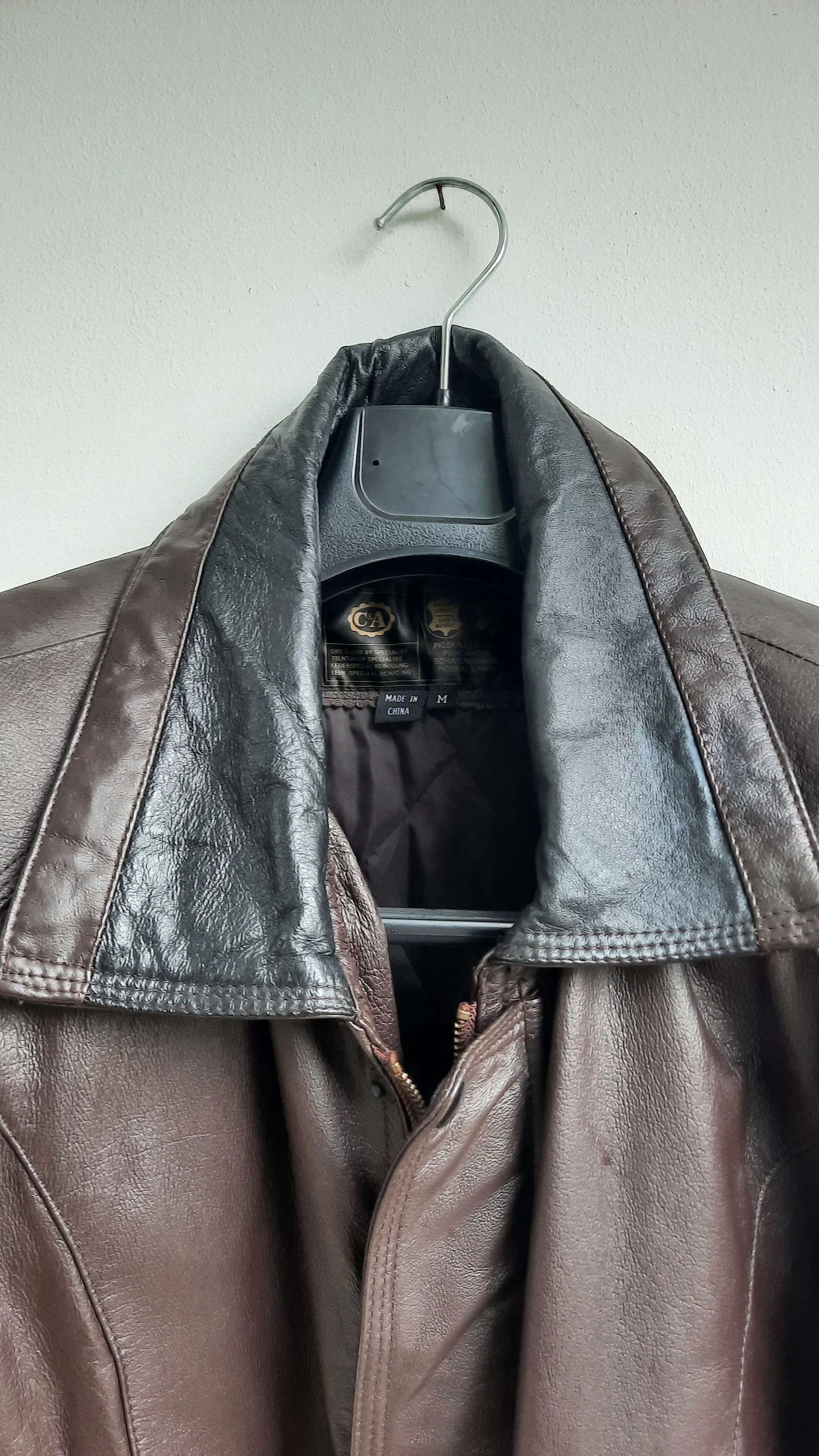 Vintage Real Leather Brown/Black Unisex Coat