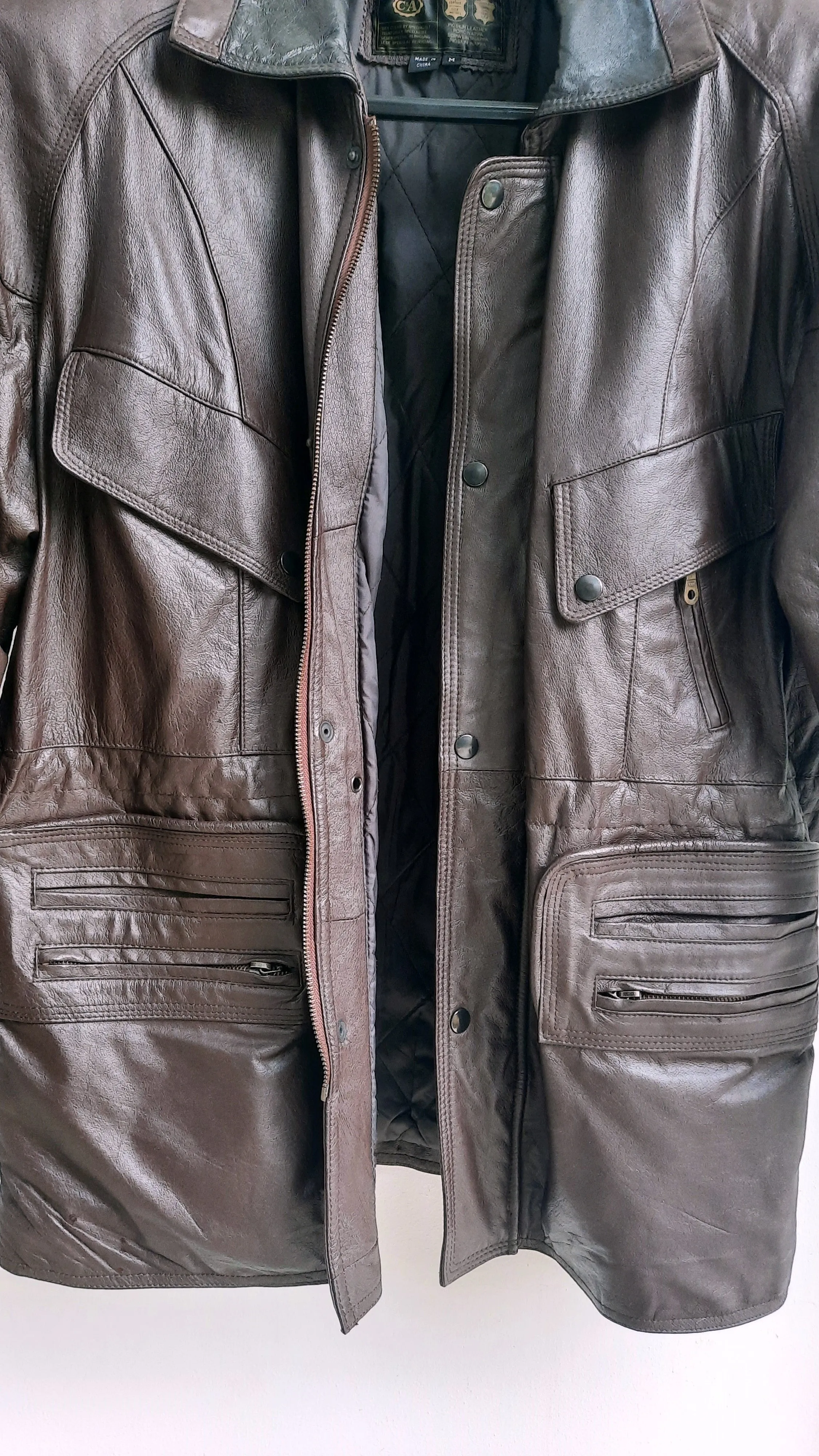 Vintage Real Leather Brown/Black Unisex Coat
