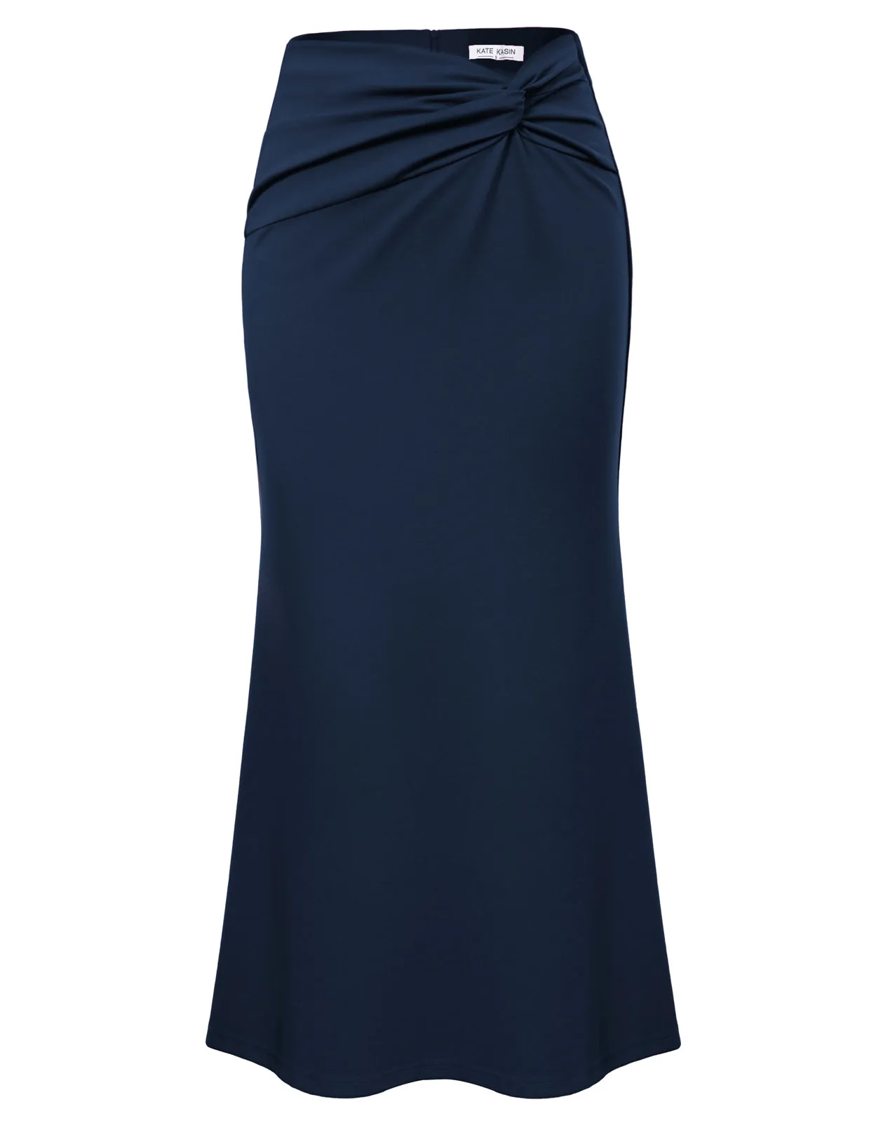Women Mermaid Hem Skirt Casual Knotted Waist Below Mid-Calf Bodycon Skirt