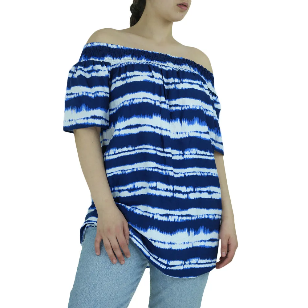 Women's Printed Top,Navy/White